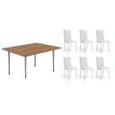 Ver imagem 1 de Conjunto: Mesa de Cozinha Iguaçu C/ Tampo de Madeira 1.60cm + 6 Cadeiras Amsterdã Cromada/branco