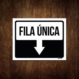 Placa Sinalização - Seta Fila Única 27x35