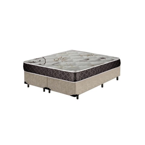 Cama Box King Colchão Aylla Espuma D33 Acolchões + Box Suede 64x193x203 Cor:Bege