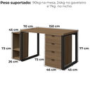 Ver imagem 4 de Conjunto Escritorio Industrial 3 Peças 150 Cm Frame Munique Kappesberg