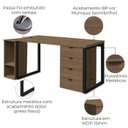 Ver imagem 3 de Conjunto Escritorio Industrial 3 Peças 150 Cm Frame Munique Kappesberg