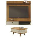 Ver imagem 2 de Conjunto Sala Davi Bancada e Mesa de Centro Retangular MDP Cumaru Opala 141cm