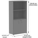 Ver imagem 4 de Armário Misto PE25 Pandin 79,20 cm (largura) MDP Cor Noce Naturalle e Grafito com Duas portas