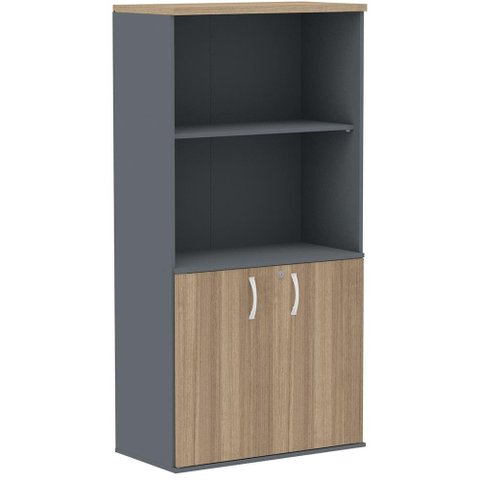 Armário Misto PE25 Pandin 79,20 cm (largura) MDP Cor Noce Naturalle e Grafito com Duas portas