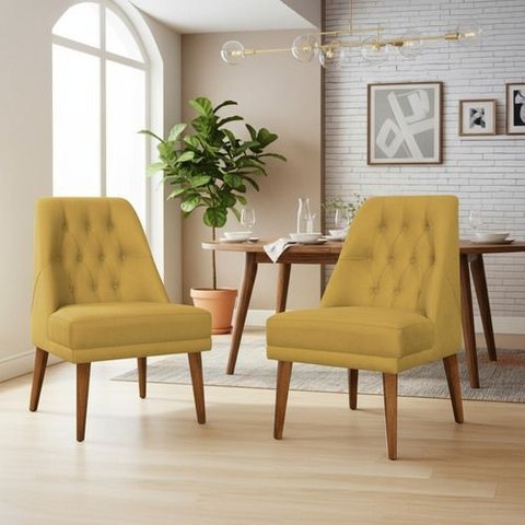 Kit 2 Cadeiras de Jantar Bela Suede Amarelo Suede Amarelo