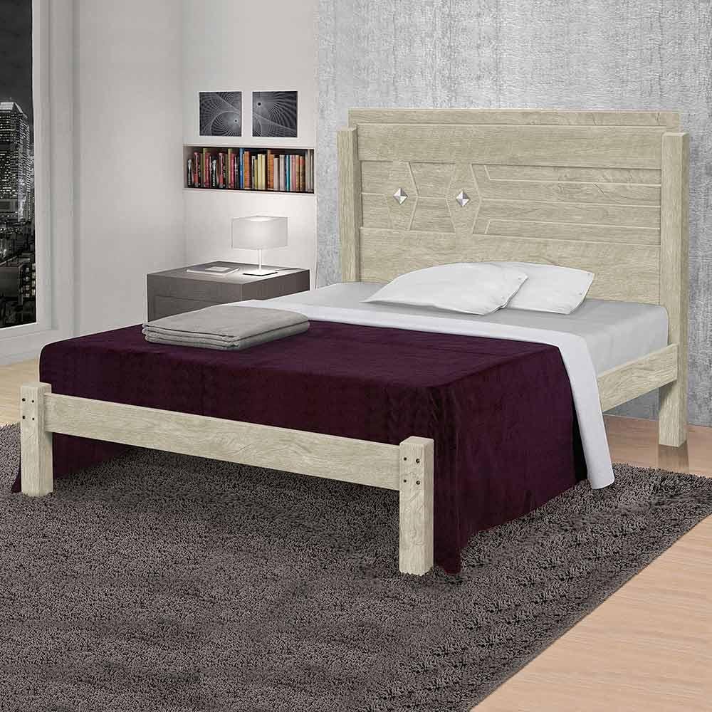 Cama Casal Reforçada MDF Livia Ártico Carmolar - 1