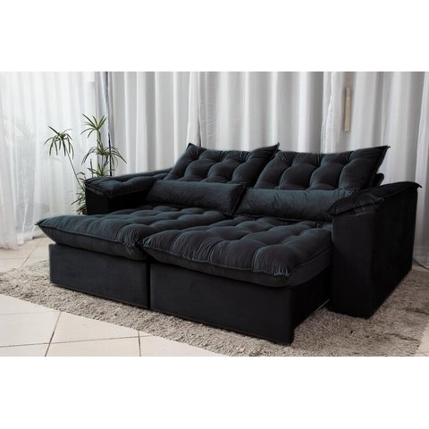 Sofá Retrátil e Reclinável 2,30m em Tecido Veludo C/ Pillow Nos Braços e Molas Ensacadas Bonel/d33:p