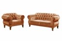 Ver imagem 1 de Conjunto Duquesa Chesterfield Sofá 2 Lugares + 1 Poltrona Vintage - Veludo Terracota