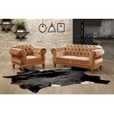 Ver imagem 2 de Conjunto Duquesa Chesterfield Sofá 2 Lugares + 1 Poltrona Vintage - Veludo Terracota
