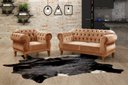 Ver imagem 2 de Conjunto Duquesa Chesterfield Sofá 2 Lugares + 1 Poltrona Vintage - Veludo Terracota