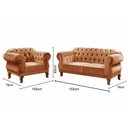Ver imagem 3 de Conjunto Duquesa Chesterfield Sofá 2 Lugares + 1 Poltrona Vintage - Veludo Terracota