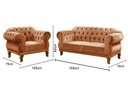 Ver imagem 3 de Conjunto Duquesa Chesterfield Sofá 2 Lugares + 1 Poltrona Vintage - Veludo Terracota