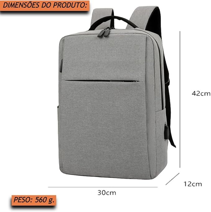 Mochila Executiva Cinza Impermeável Notebook 15.6 Cinza - 2