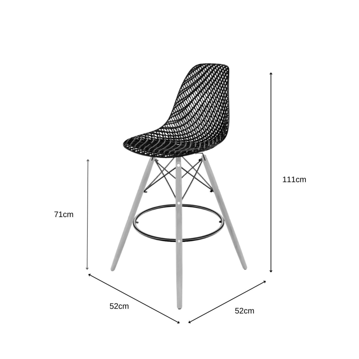 Banqueta para Cozinha 111cm com Encosto Eames - 2
