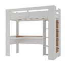 Ver imagem 2 de Cama Alta Multifuncional com Escrivaninha Penteadeira Yescasa Branco/Nogal