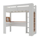Ver imagem 3 de Cama Alta Multifuncional com Escrivaninha Penteadeira Yescasa Branco/Nogal