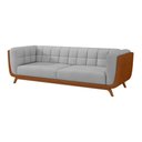 Ver imagem 2 de Sofá 2 Lugares 200cm Coin Pu Caramelo | Linho Cinza Claro - Sallar Home