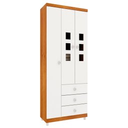 Guarda-Roupa de Bebê Sonic 3 Portas 3 Gavetas com Pés Cinamomo/Neve - Tcil Móveis - 2