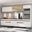 Ver imagem 1 de Armário de Cozinha Completa Modulada Bogotá 5 peças Multimóveis com Led, Vidro Reflecta, Puxador e