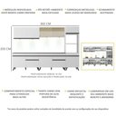 Ver imagem 4 de Armário de Cozinha Completa Modulada Bogotá 5 peças Multimóveis com Led, Vidro Reflecta, Puxador e