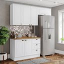 Ver imagem 1 de Cozinha Compacta Americana 6 Portas 3 Gavetas 100% Mdf Branco/nature - Henn
