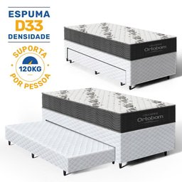 Cama Box com Colchao de Espuma D33 Ortobom Airtech 100 + Auxiliar de Espuma Unique Solteiro 88cm - 2