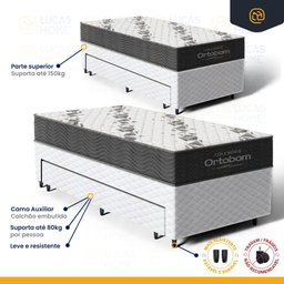 Cama Box com Colchao de Espuma D33 Ortobom Airtech 100 + Auxiliar de Espuma Unique Solteiro 88cm - 6
