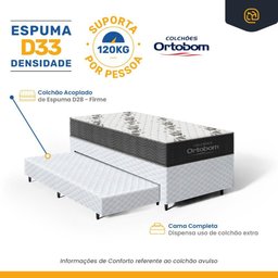 Cama Box com Colchao de Espuma D33 Ortobom Airtech 100 + Auxiliar de Espuma Unique Solteiro 88cm - 4