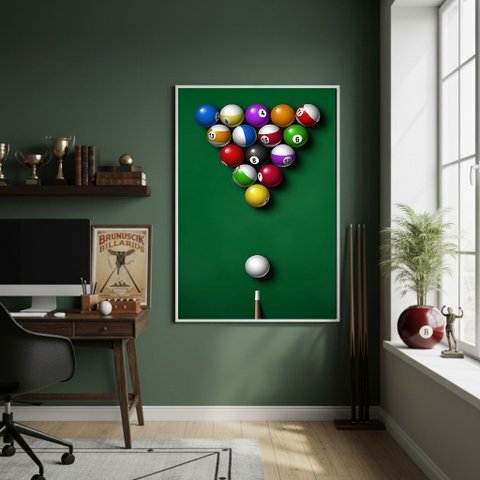 Quadro Decorativo Jogo de Sinuca-70x50cm Mold Preta