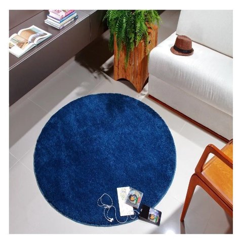 Tapete Redondo Antiderrapante 1,50 Classic Oas Azul Jeans