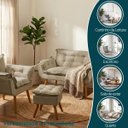 Ver imagem 4 de Kit Namoradeira Poltrona e Puff Decorativo para Sala Recepção Manicure Consultório Alice Suede