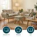 Ver imagem 5 de Kit Namoradeira Poltrona e Puff Decorativo para Sala Recepção Manicure Consultório Alice Suede