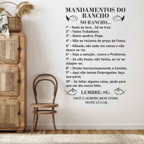 Adesivo de Parede Decorativo Mandamentos do Rancho
