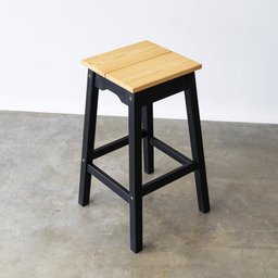 Banqueta Alta Moema 75Ax35Lx35P em Madeira Cubomob Preto e Mel - 5