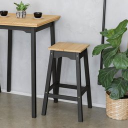 Banqueta Alta Moema 75Ax35Lx35P em Madeira Cubomob Preto e Mel - 2