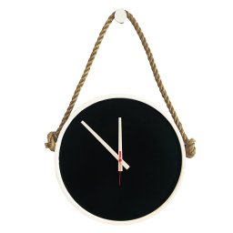 Relógio Adnet Branco Alça Corda Sisal Natural Mostrador Preto 30 cm - 2
