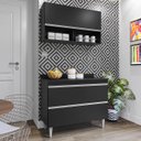 Ver imagem 2 de Armário de Cozinha com Nichos Cp01 com Tampo 100cm M24 Preto - Mpozenato