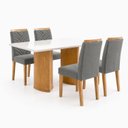 Ver imagem 2 de Conjunto Sala de Jantar 4 Lugares Retangular Tampo Vidro MDF 120x80cm Mesa Isla e Cadeiras Carol