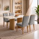 Ver imagem 1 de Conjunto Sala de Jantar 4 Lugares Retangular Tampo Vidro MDF 120x80cm Mesa Isla e Cadeiras Carol