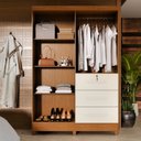 Ver imagem 4 de Guarda Roupa 6 Portas com 3 Gavetas Mumbai 180cm Off White/Nature