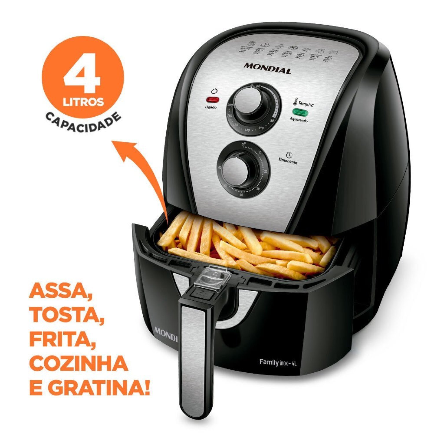 Fritadeira Sem Óleo Air Fryer 4L 1500W 127V - AFN-40-BI Mondial - 3