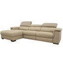 Ver imagem 1 de Sofá Damon Reclinável 2 Lugares + Chaise Couro Bege 283cm - 69622