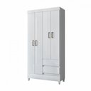 Ver imagem 1 de Guarda Roupa Solteiro com Pés 4 Portas 2 Gavetas Branco New Opção