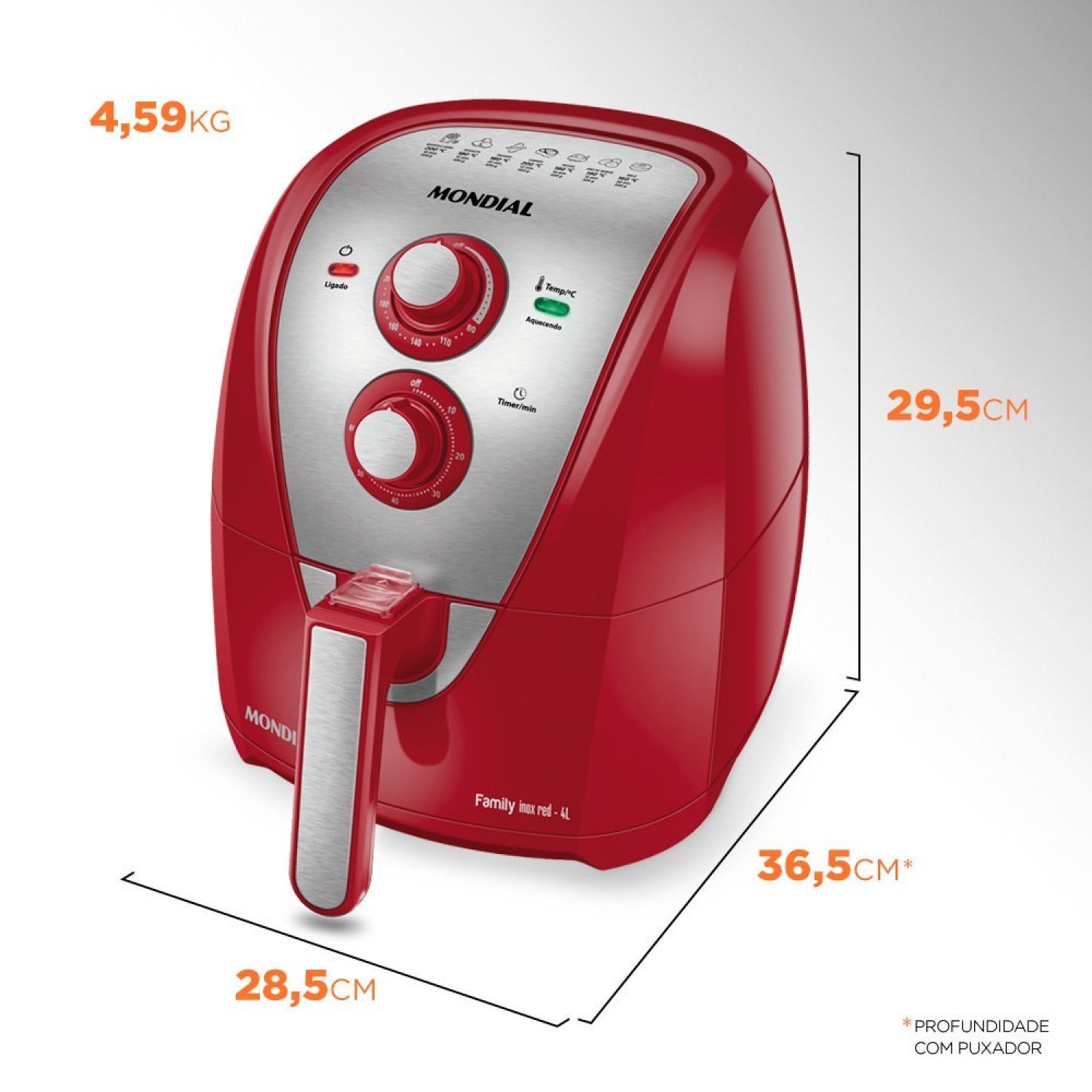 Fritadeira sem Óleo Air Fryer 4l 1500w 127v - Afn-40-ri Mondial - 2