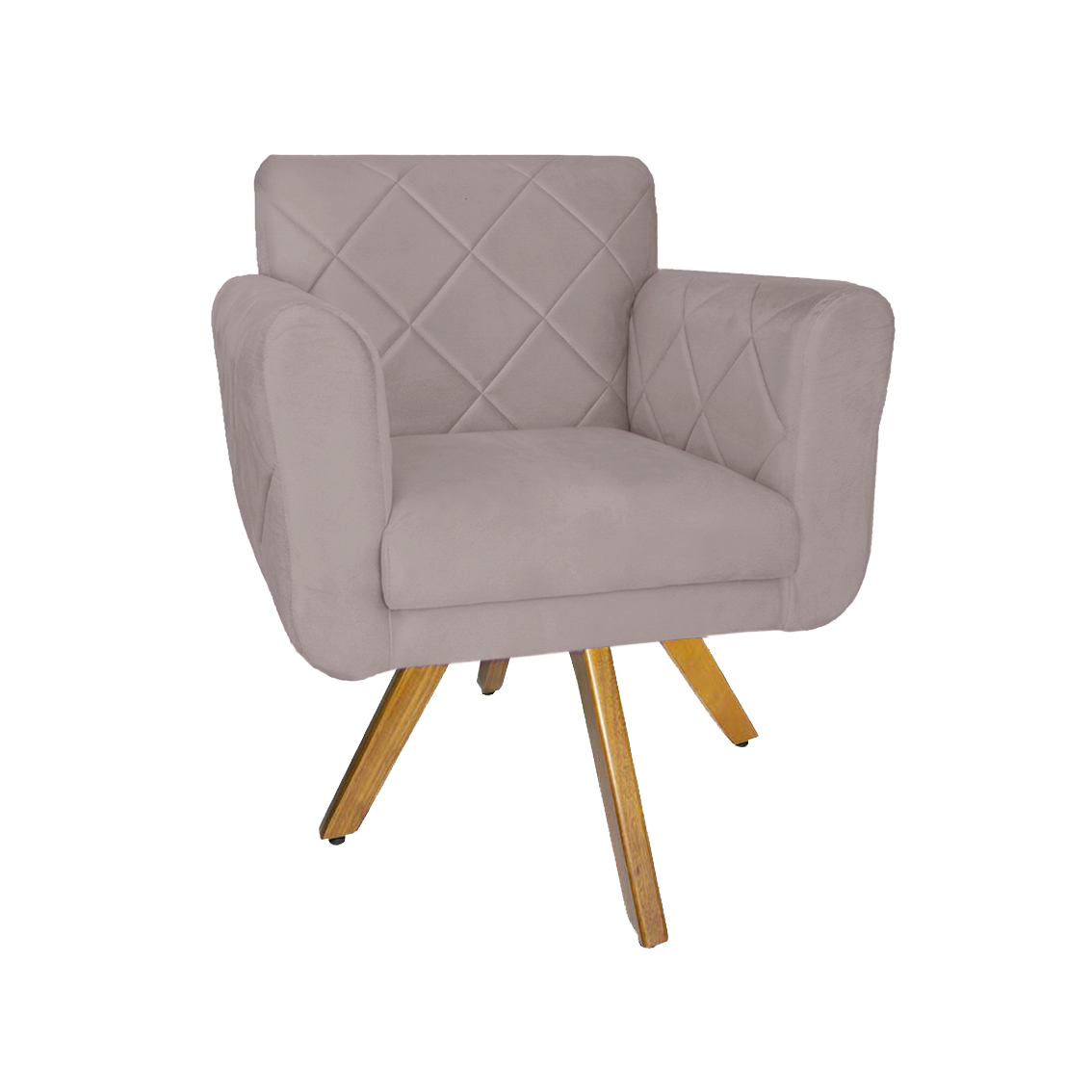 Poltrona Decorativa com Base Giratória de Madeira Quarto Isabella Suede Rosê - Dl Decor - 2