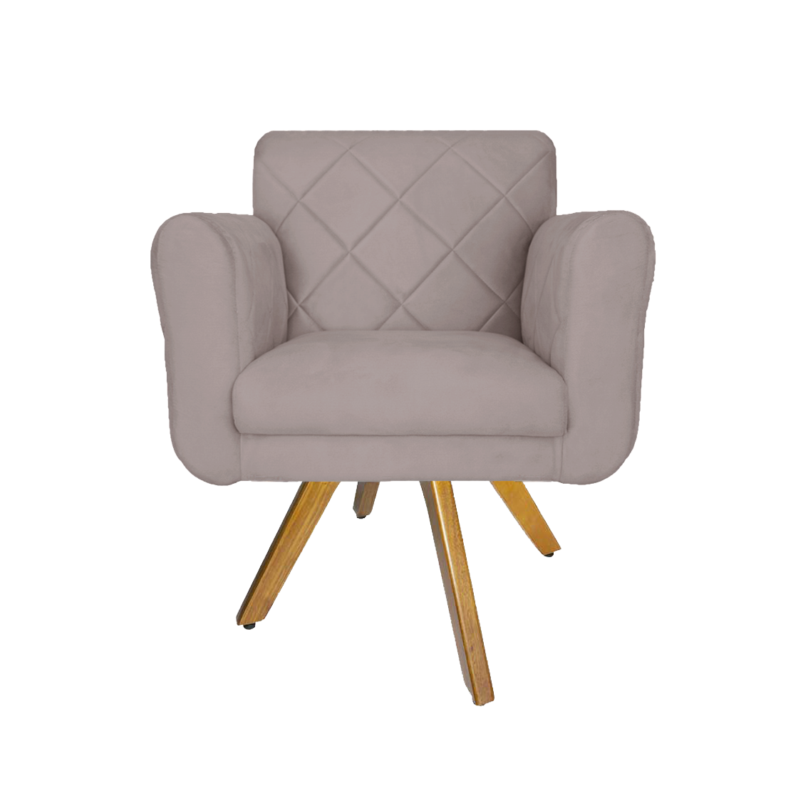 Poltrona Decorativa com Base Giratória de Madeira Quarto Isabella Suede Rosê - Dl Decor - 1