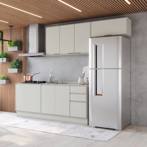 Cozinha Compacta 4 Peças em MDF com Tampo Fineze Areia