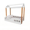 Ver imagem 1 de Cama Casal Montessoriana Agatha com Colchão Trança 5,5m Infantil Moderna Baby - Rosa Cinza Listrado