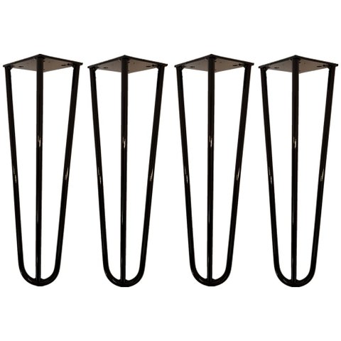 Kit 04 Pés de Ferro Aço Hairpin Legs 30 cm Preto A01 Sofá Móveis Mesa - Inoviza