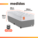 Ver imagem 3 de Cama Box Colchão Solteiro Molas Ensacadas Real 88x188x65cm Branco / Cinza Inducol